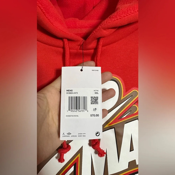 NWT Jordan Men's Jumpman Core Fleece Red Pullover Hoodie Size XXL - Picture 5 of 10